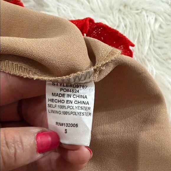 Entro Red Lace Mini Dress Size Small - Picture 6 of 9